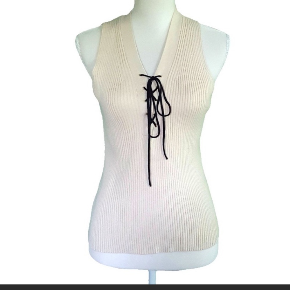 J CREW Knit Tank with Lace Up Detail